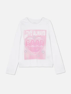 T-shirt Manga Comprida Estampado Peito