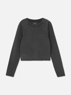 T-shirt Manga Comprida Lavagem ácida