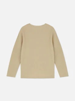 T-shirt Manga Comprida Padrão Waffle