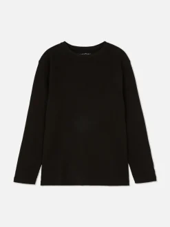 T-shirt Manga Comprida Padrão Waffle