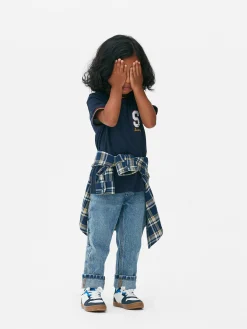 T-shirt Manga Curta Estilo Universitário