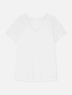 T-shirt Mistura Algodão Decote V