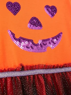 Vestido Abóbora Lantejoulas Halloween