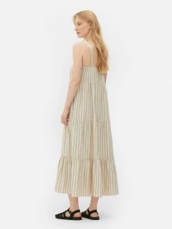 Vestido Comprido Camadas Riscas