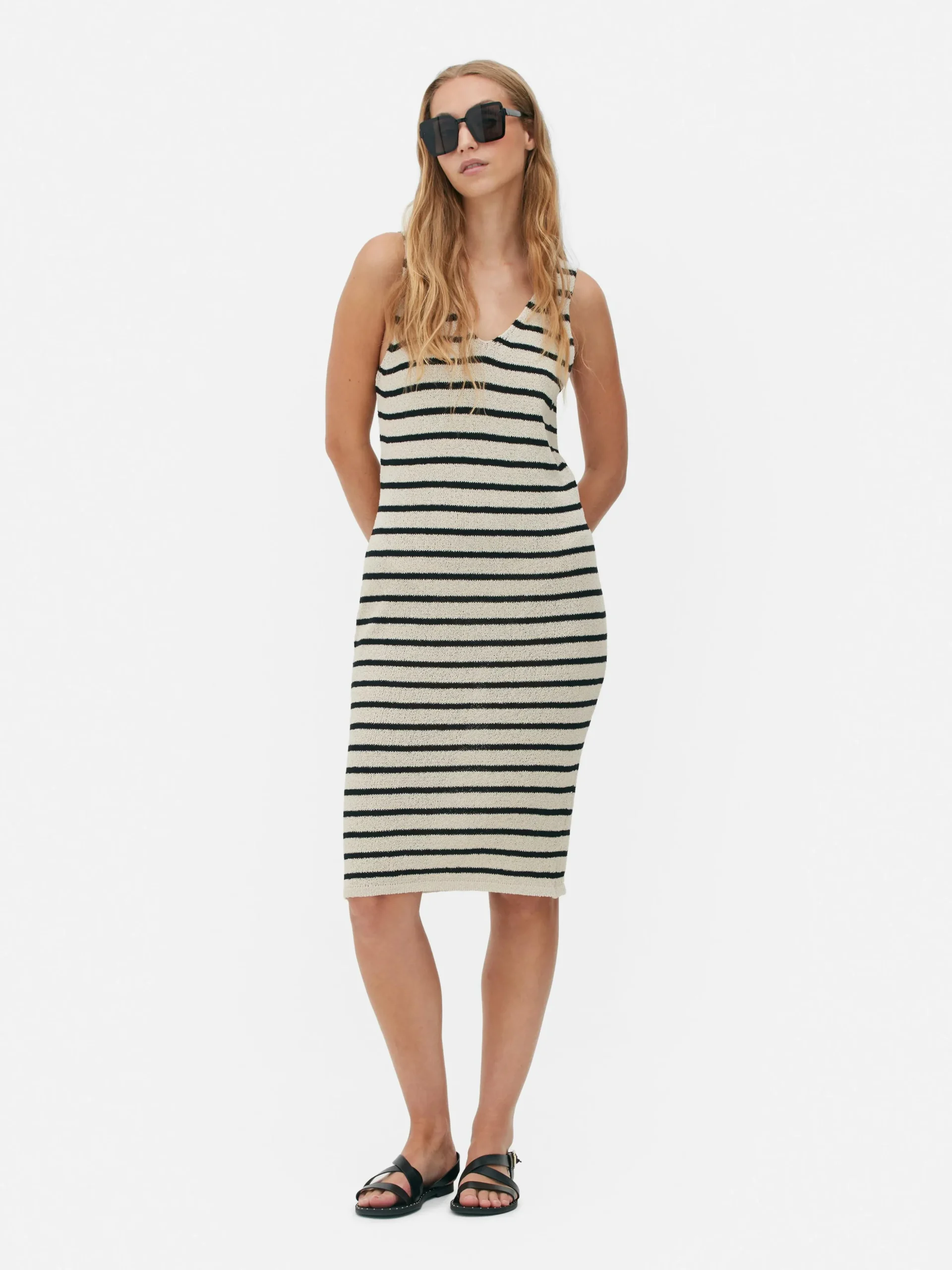 Vestido Midi Malha Riscas