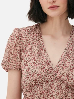 Vestido Mini Chiffon Manga Balão