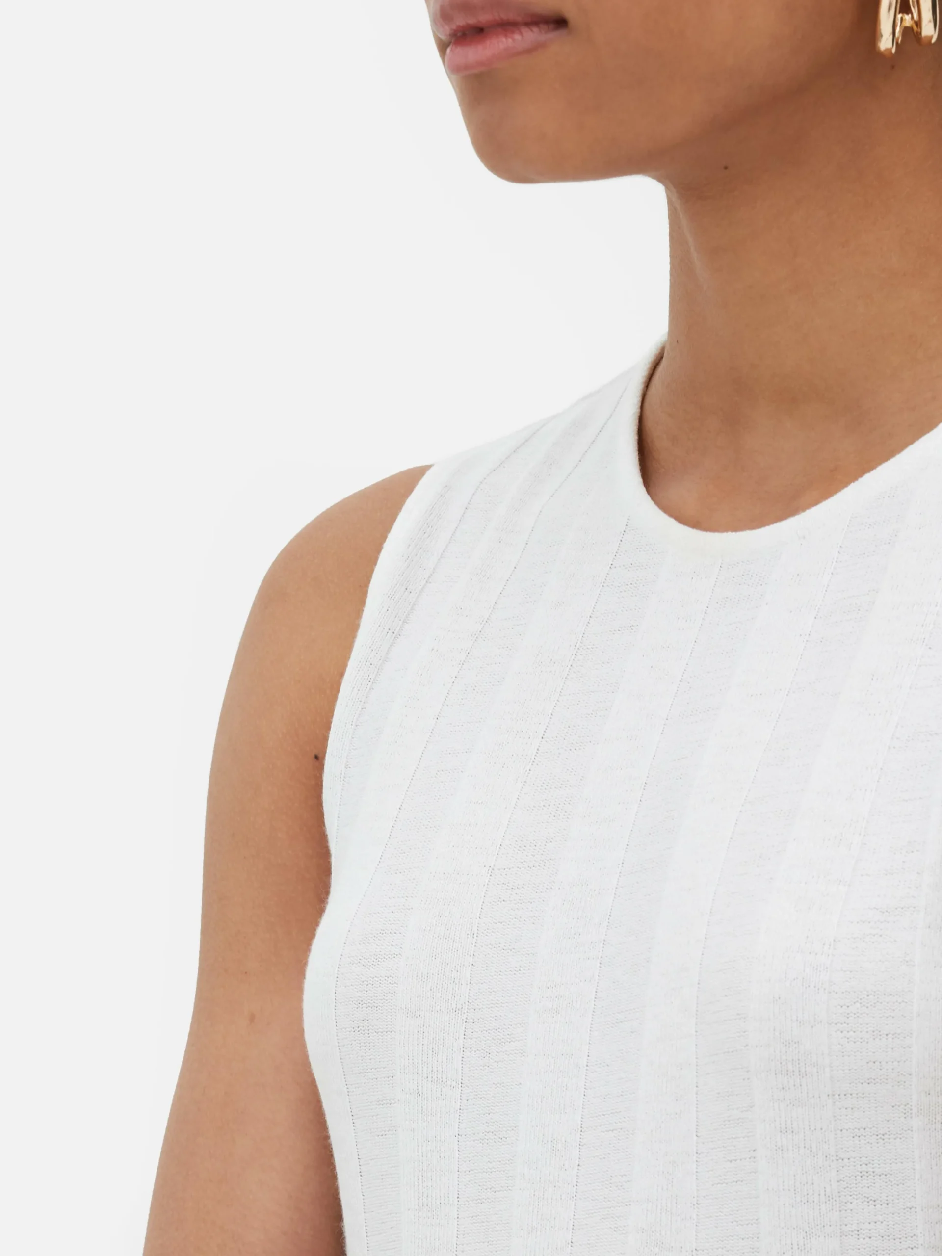 Vestido Mini S/mangas Canelado