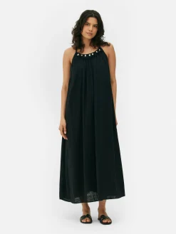 Vestido Praia Comprido Detalhes Imitação Conchas